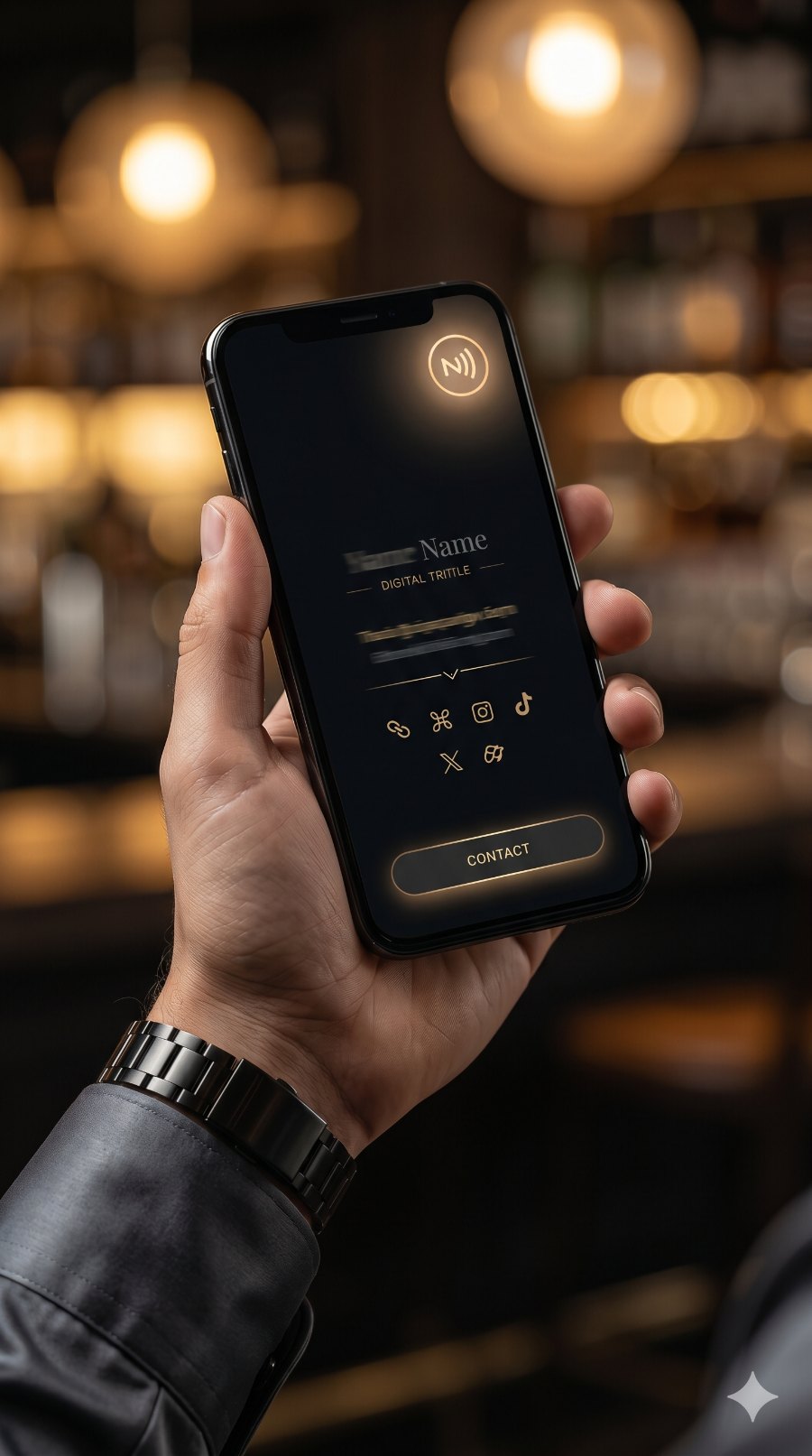Q-Kart NFC dokunuşu sonrası telefonda açılan dijital profil ekranı